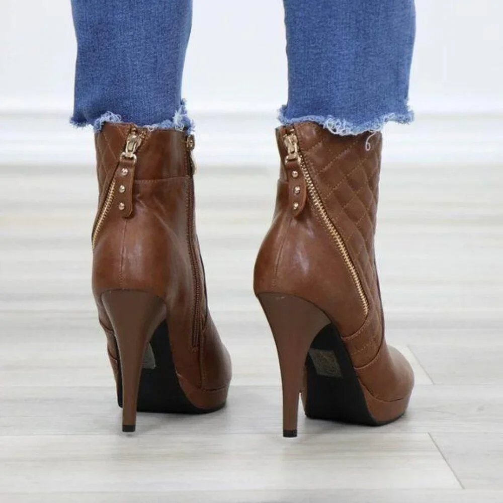 Platform High Heel Ankle Boots Fur inside - Picture 3 of 15